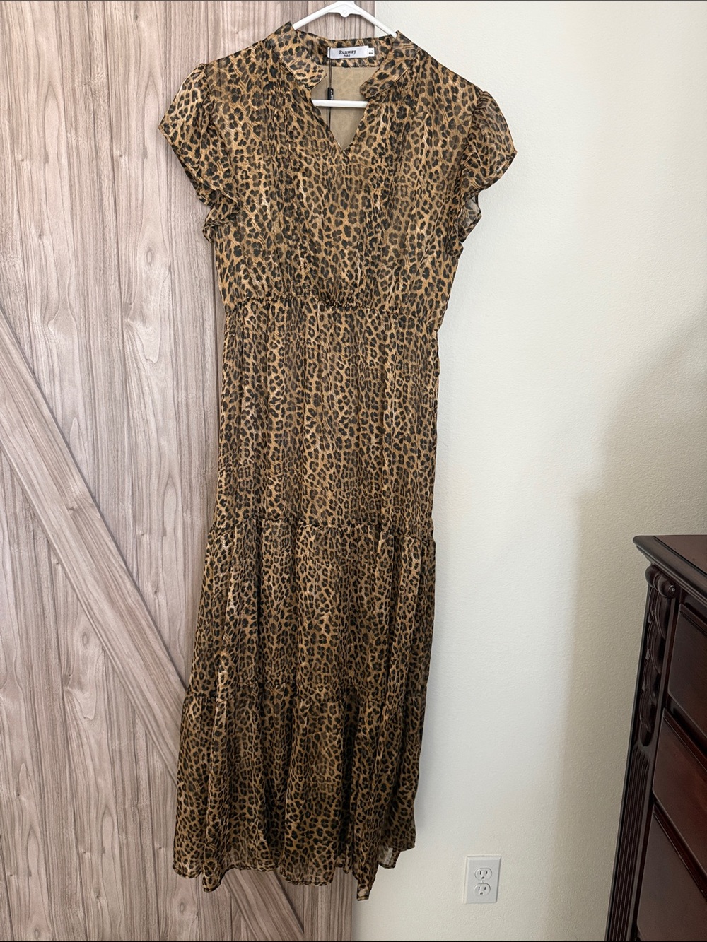 Ava & Viv Leopard-Print Tiered Maxi Dress in Brown and Black